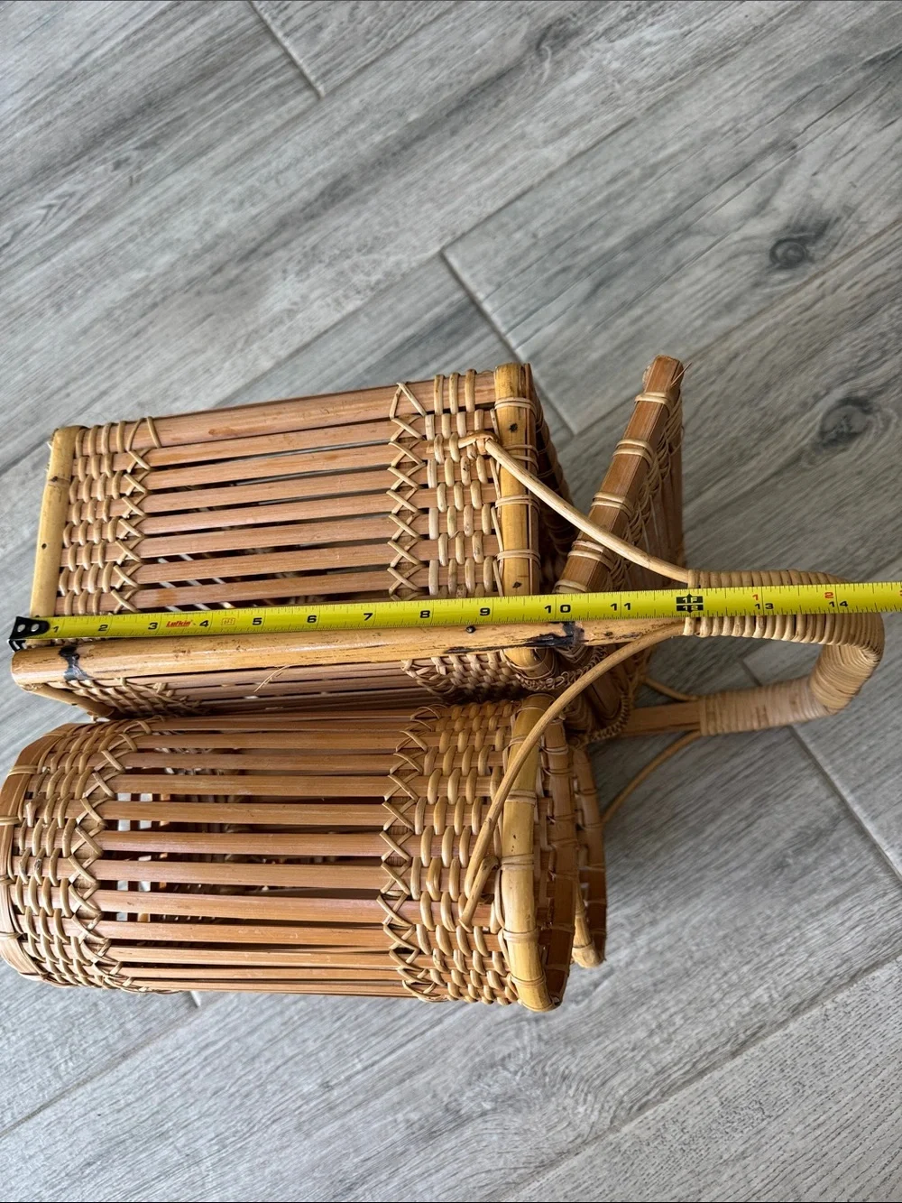 Natural Brown Wicker/Bamboo Picnic Basket with Wine or Bottle holders